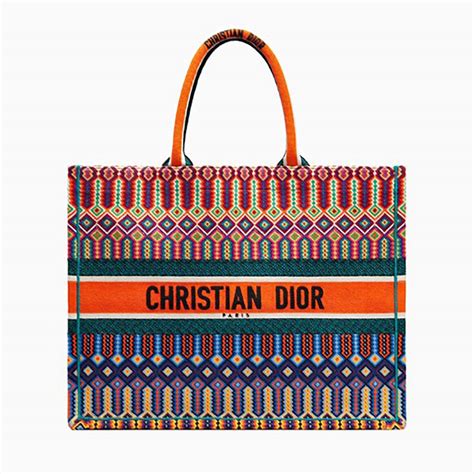 dior book tote bag in multi coloured embroidered canvas|christian dior book tote personalized.